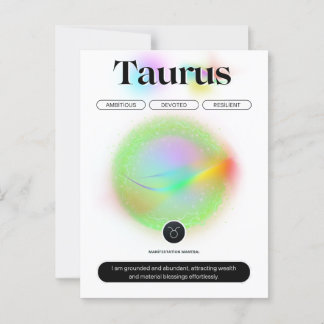 Modern Zodiac Sign Taurus Quote Earth Element Postcard