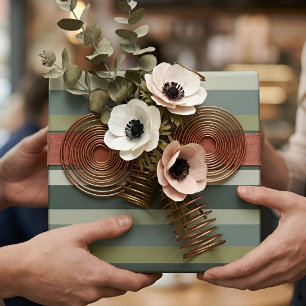 Moderna Linear   Aged Sage & Winter Moss Wrapping Paper