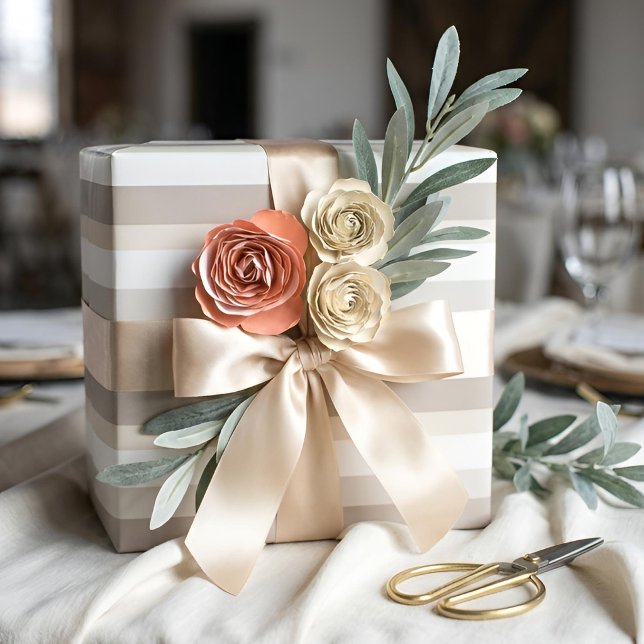 Moderna Linear | Alabster & Bone Wrapping Paper (Lifestyle Shot)