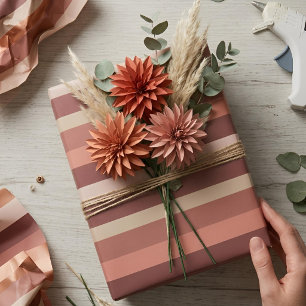 Moderna Linear Antique Rose & Copper Wrapping Paper