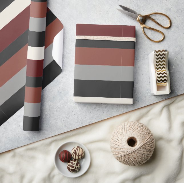 Moderna Linear | Iron Ore & Ruby Slate Wrapping Paper (Crafts)