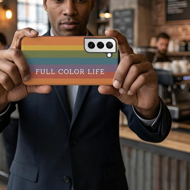 Moderna Linear | MCM Rainbow Full Colour Samsung Galaxy S22 Case (Lifestyle Shot)