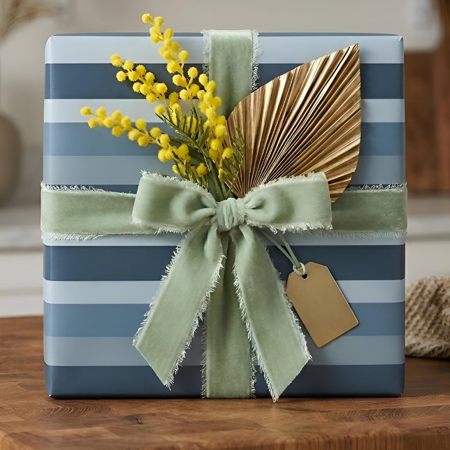 Moderna Linear | Slate & Nordic Sea Wrapping Paper (Lifestyle Shot)