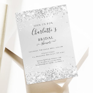 Moderne Glitter Silver (Imitat) Einladung Invitation