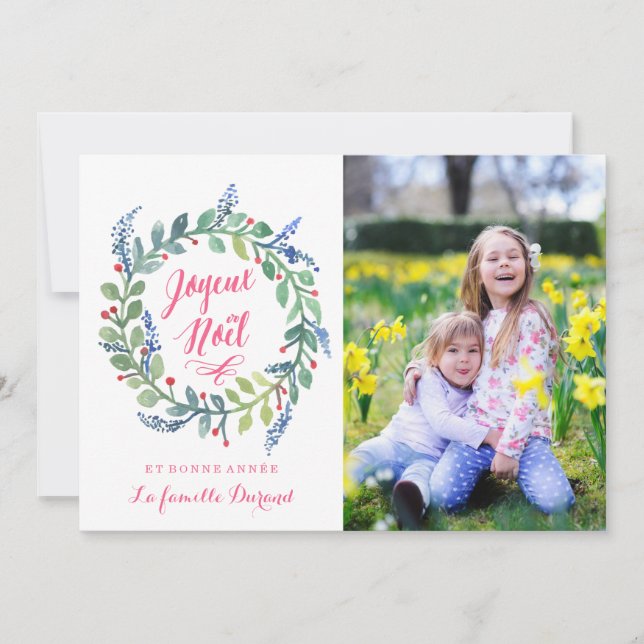 Moderne Joyeux Noël | Carte De Photo De Noël Holiday Card (Front)