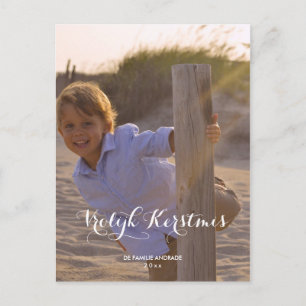 Moderne Vrolijk Kerstmis Foto Design Personaliseer Postcard