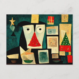 Moderne Weihnachtskarte mit Weihnachtsbaum. Postcard