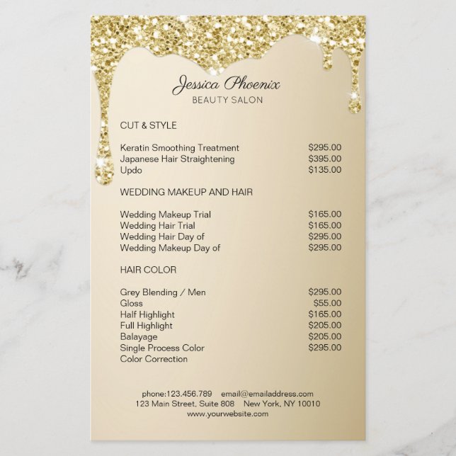 Moderner Glamor Gold Glitzer sinkt Flyer (Front)