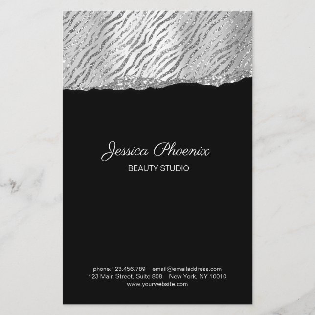 Moderner Glamour Silver Pattern Glitter Flyer (Front)