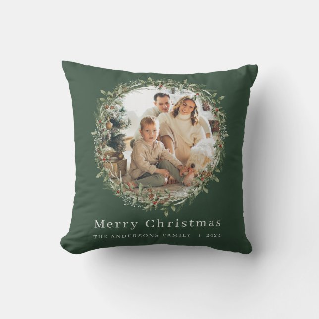 Modernfamily photo Christmas wreath Cushion (Front)