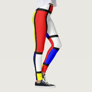 Modernism Red Blue Yellow White Abstract Primary Leggings