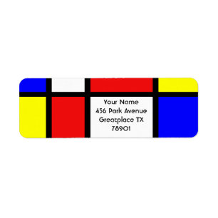 Modernism Red Blue Yellow White Abstract Primary Return Address Label