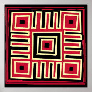 modernist abstract geometric red and black poster