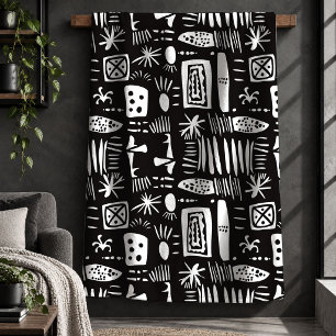 Modernist Black White Artistic Shapes Throw Blanke