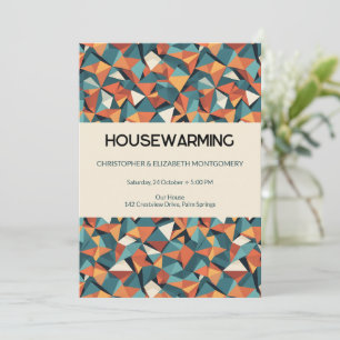 Modernist Facets Prism Orange Teal Housewarming Invitation