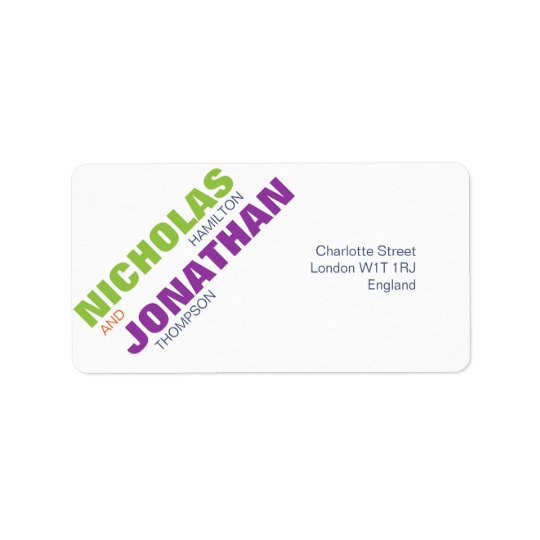 Modernist | Typography Gay Wedding Address Label
