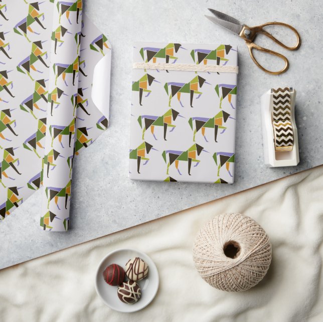 Modernist Unicorn Modern Abstract Tangram Animal  Wrapping Paper (Crafts)