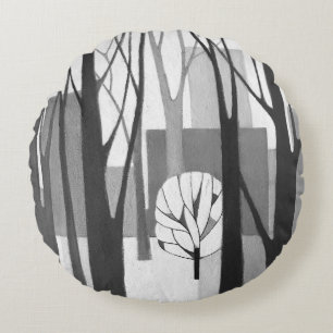 Modernist Urban Winter Round Cushion