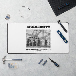 Modernity Begins With Electricity Electrical Wires Desk Mat