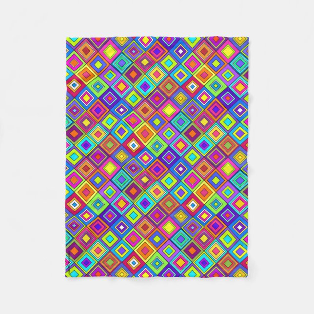 ModernRetro Squares Fleece Blanket (Front)