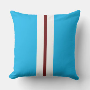 ModernSky Blue Deep Red White Racing Stripes Cushion