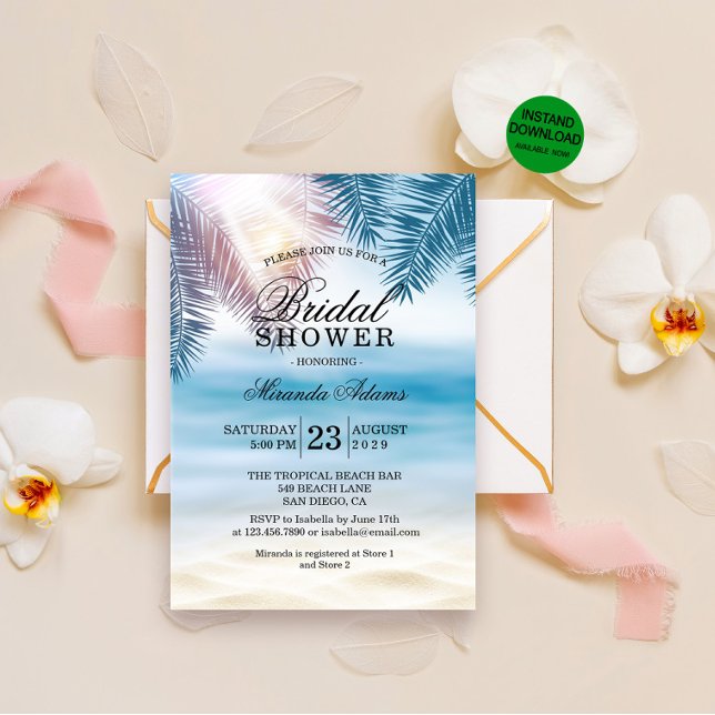 ModernTropical Ocean Summer Beach Bridal Shower Invitation (Creator Uploaded)