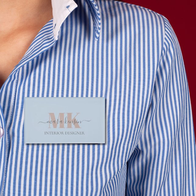 Modert Mocha Mousse Monogram Dusty Blue Name Tag (Creator Uploaded)