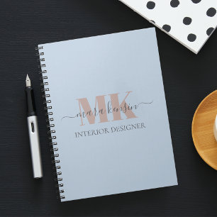 Modert Mocha Mousse Monogram Dusty Blue Notebook