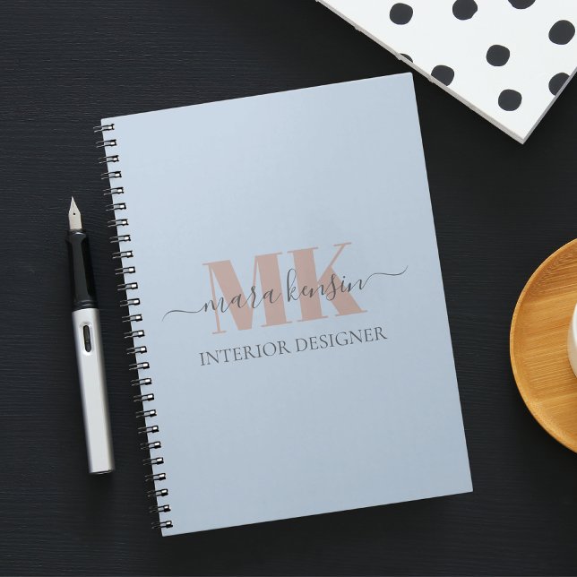 Modert Mocha Mousse Monogram Dusty Blue Notebook (Creator Uploaded)