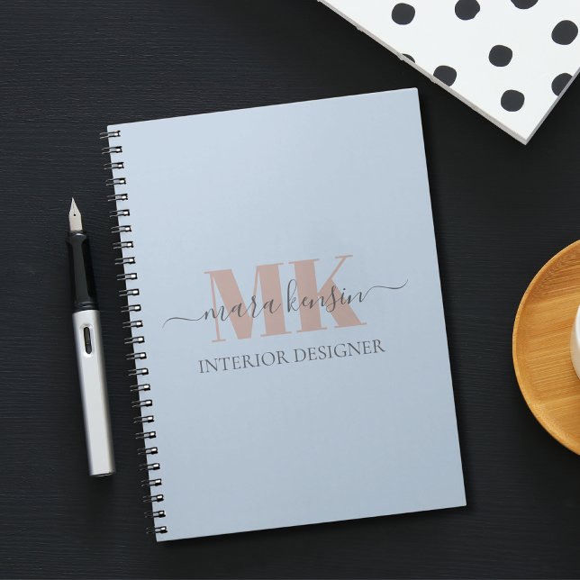 Modert Mocha Mousse Monogram Dusty Blue Notebook (Creator Uploaded)