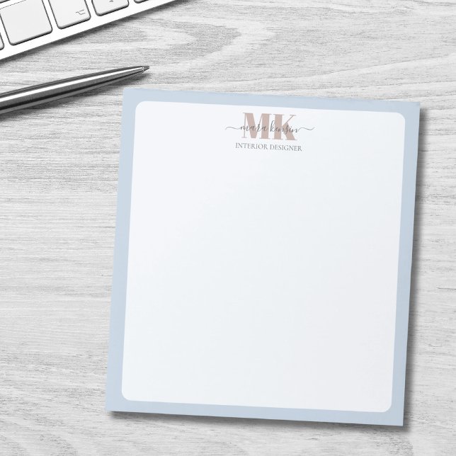 Modert Mocha Mousse Monogram Dusty Blue Notepad (Creator Uploaded)