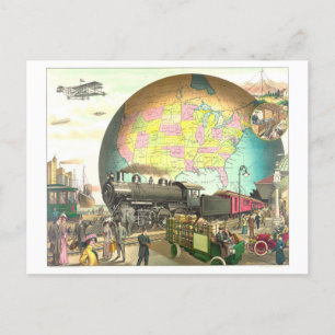 Modes of Transportation Victorian Lithograph Postcard