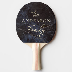 Modest Dark Stone Hand Written Family Name Ping Pong Paddle
