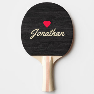 Modest Dark Wood Vintage Heart Signature Ping Pong Paddle