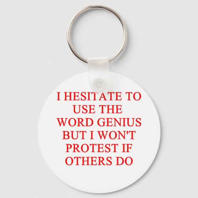 modest genius joke key ring (Front)