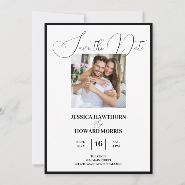 Modest White Save the Date (Front)