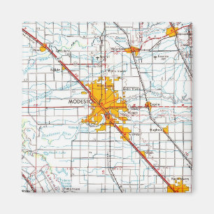 Modesto California Vintage Map Magnet