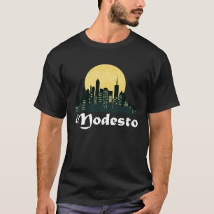 Modesto Skyline Glowing Moon Modesto City Night T-Shirt