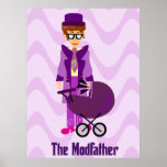 Modfather Funny Mod Sixties Cartoon Character Art Poster<br><div class="desc">A funny mod sixties retro style aesthetic illustrated fun the modfather vintage aesthetic dad cartoon character cheeky flashback slogan unisex digital toon art swanky jet set lifestyle mid-century British Invasion Carnaby Street style London vibe motto style design wall art poster print. Get a fun retro art poster today.</div>