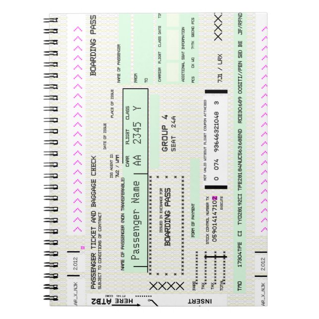 Modify this Airline Boarding Pass Notebook (Front)