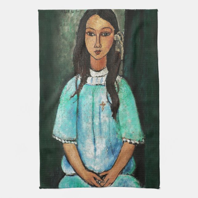 Modigliani Alice Vintage Fine Art Painting Tea Towel (Vertical)