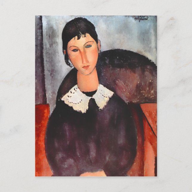 Modigliani Elvira with White Collar Postcard (Front)