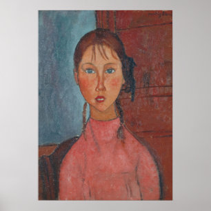 Modigliani Girl with Braids Modern Art Print