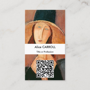 Modigliani - Jeanne Hebuterne Large Hat - QR Code Business Card