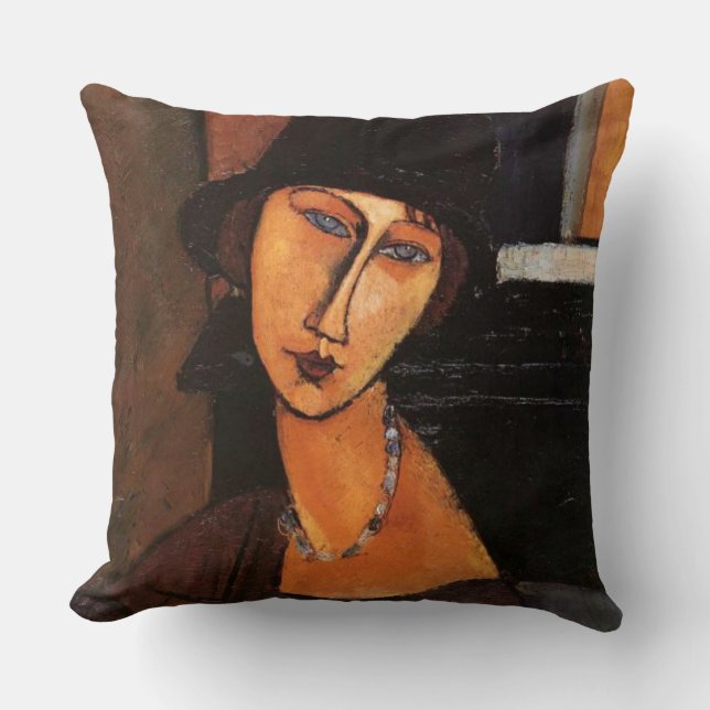 Modigliani - Portrait of Jeanne Hebuterne Pillow (Front)