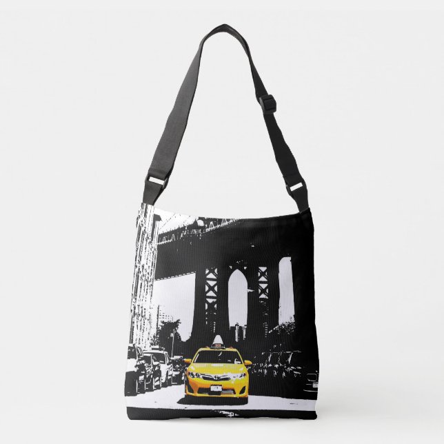 Modish Black Ny New York City Yellow Taxi Brooklyn Crossbody Bag (Front)
