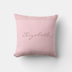 Modish Blush Pink Handwritten Name Script Plain Cushion
