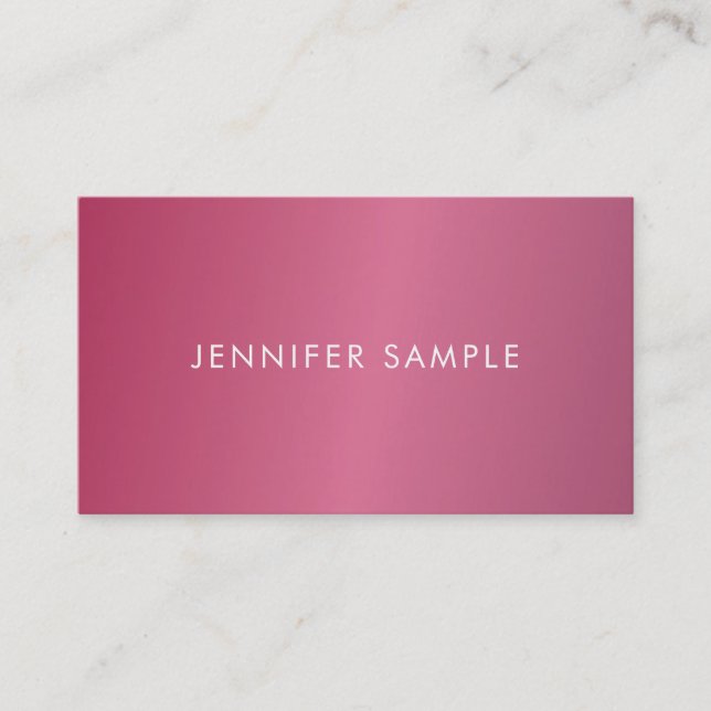 Modish Elegant Hot Pink Modern Clean Design Trendy Business Card (Front)