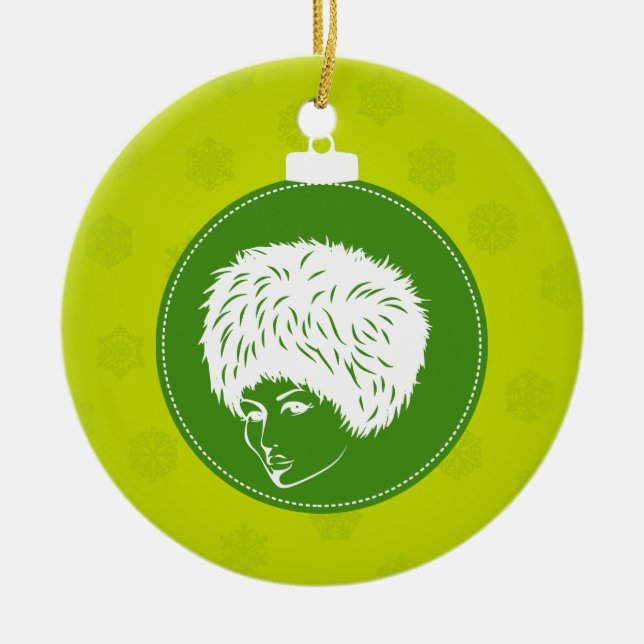 Modish Lime Christmas Ceramic Tree Decoration (Front)