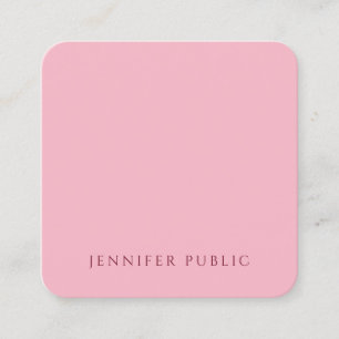 Modish Pale Pink Modern Minimalist Template Luxury Square Business Card